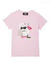 Karl Lagerfeld Ikon Choupette T-shirt In Pink