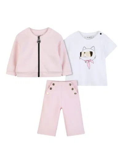 Karl Lagerfeld Babies' Ikon Choupette Tracksuit In Neutral