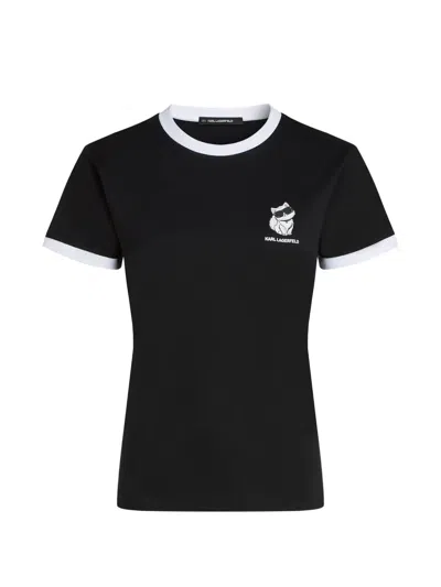 Karl Lagerfeld Ikon Choupette Slim Fit T-shirt In Black