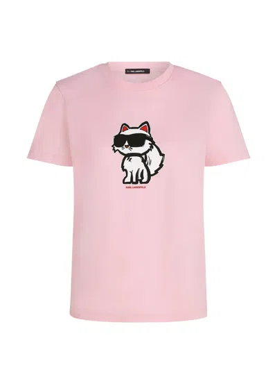 Karl Lagerfeld Ikon Choupette T-shirt In Pink