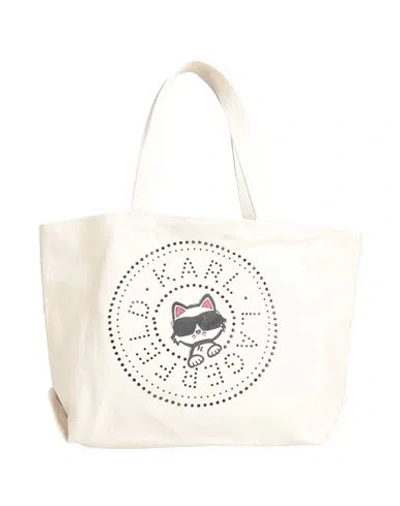 Karl Lagerfeld Ikon Circle Choup Rhinestones Shopper Woman Shoulder Bag Ivory Size - Recycled Cotton In White