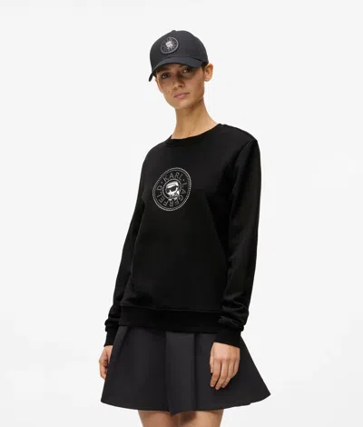 Karl Lagerfeld Ikon Circle Logo Sweatshirt In Black