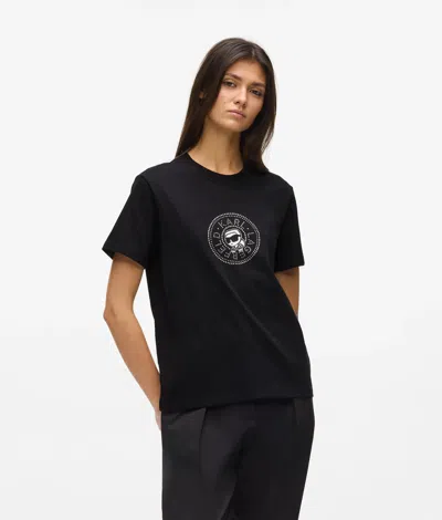 Karl Lagerfeld Ikon Circle Logo T-shirt In Black