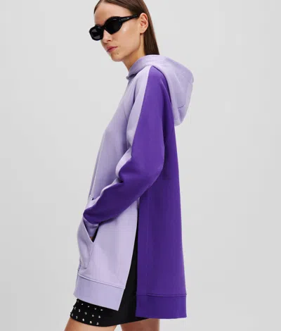 Karl Lagerfeld Ikon Color-block Hoodie In Purple