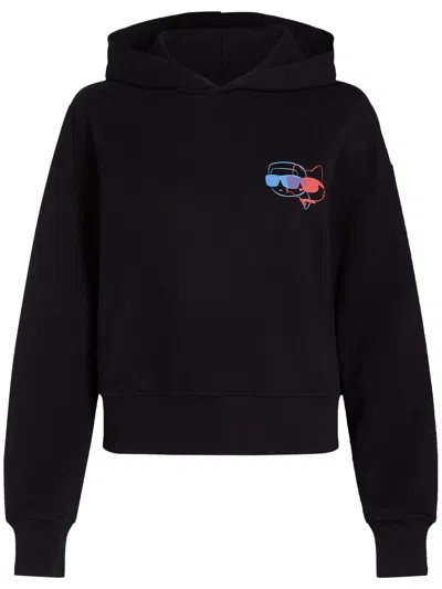 Karl Lagerfeld Ikon Colour-pop Cropped Hoodie In 黑色