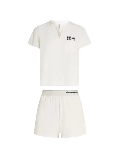 Karl Lagerfeld Ikon Cotton Pajamas In White