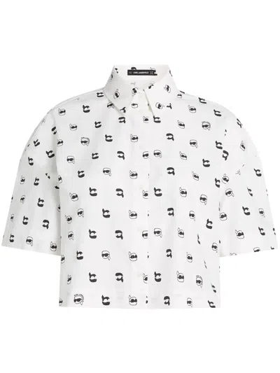 Karl Lagerfeld Ikon Cropped Shirt In White