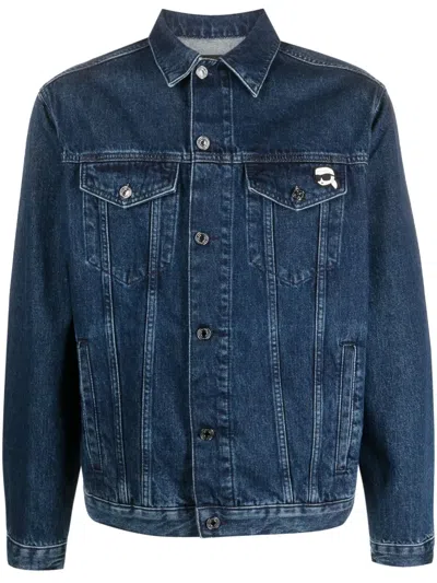 Karl Lagerfeld Logo-patch Denim Jacket In Blue