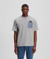 Karl Lagerfeld Ikon Denim Pocket T-shirt In Gray