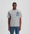 Karl Lagerfeld Ikon Denim Pocket T-shirt In Gray