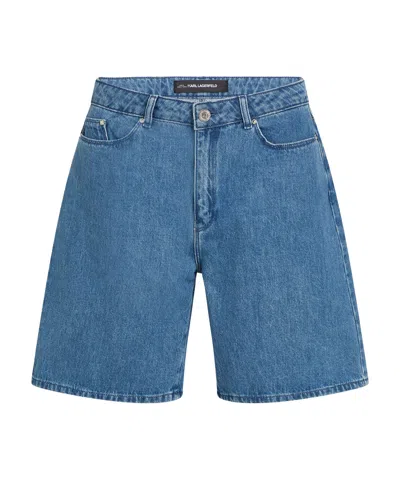 Karl Lagerfeld Ikon Denim Shorts In Light Blue
