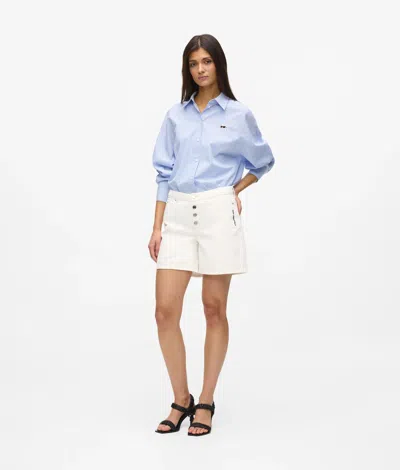 Karl Lagerfeld Ikon Denim Shorts In White