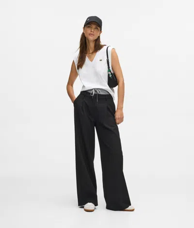 Karl Lagerfeld Ikon Double-waistband Trousers In Black
