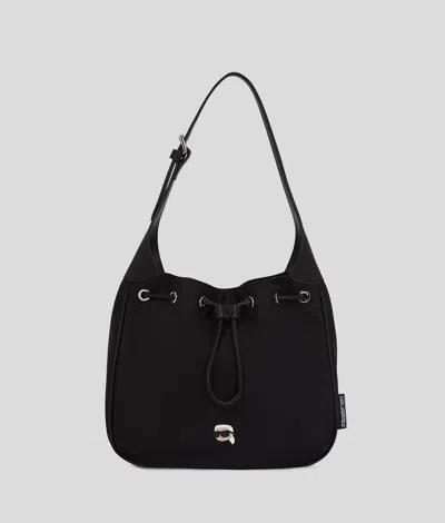 Karl Lagerfeld Ikon Drawstring Shoulder Bag In Black