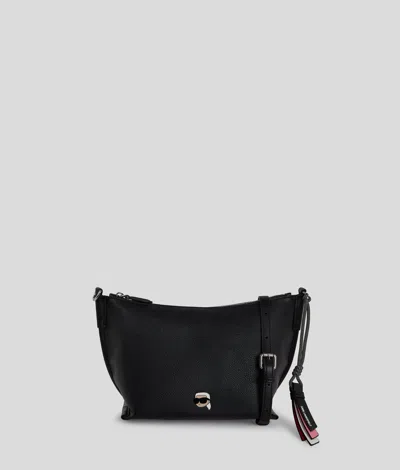 Karl Lagerfeld Ikon Genarbte Schultertasche In Black