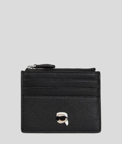 Karl Lagerfeld Ikon Genarbtes Kartenetui In Black