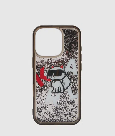 Karl Lagerfeld Ikon Glitter Iphone 16 Pro Case In Black