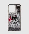 Karl Lagerfeld Ikon Glitter Iphone 16 Pro Max Case In Black