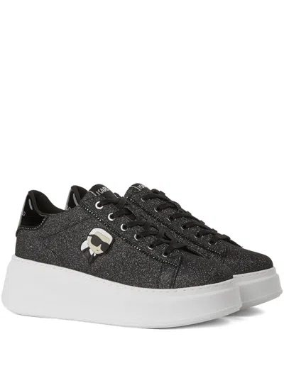 Karl Lagerfeld Ikon 亮片金葱运动鞋 In Gray