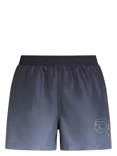 Karl Lagerfeld Ikon Gradient-effect Swim Shorts In Black