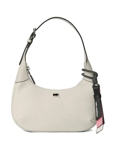 Karl Lagerfeld Ikon Grainy Shoulder Bag In White