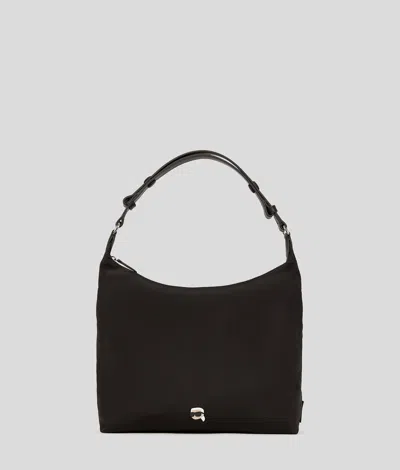 Karl Lagerfeld Ikon Hobo-tasche Aus Nylon In Black