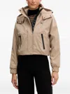 Karl Lagerfeld Ikon Hooded Patch Jacket In Neutral