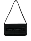 Karl Lagerfeld Essential K Suede Shoulder Bag In Black