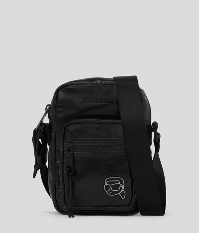 Karl Lagerfeld Ikon K Puffy Nylon Crossbody Bag In Black
