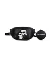 Karl Lagerfeld Ikon Karl & Choupette-appliqué Belt Bag In Black