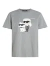 Karl Lagerfeld Ikon Karl & Choupette Aquarelle Graphic T-shirt In Gray