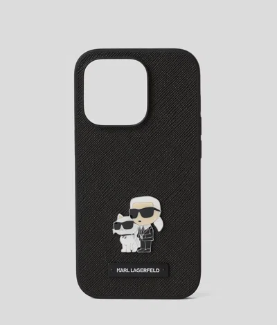 Karl Lagerfeld Ikon Karl & Choupette Iphone 16 Pro Case In Black