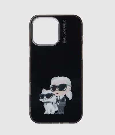 Karl Lagerfeld Ikon Karl And Choupette Iphone 16 Pro Max Case In Black