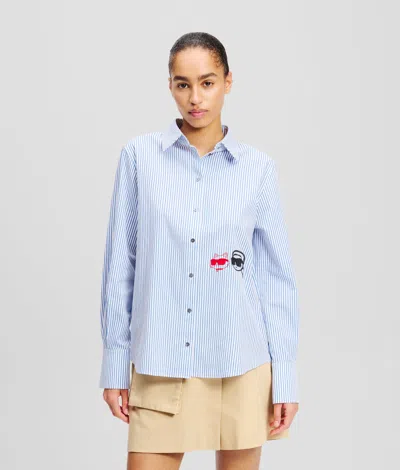 KARL LAGERFELD IKON KARL & CHOUPETTE PINSTRIPE SHIRT