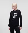 Karl Lagerfeld Ikonik 2.0 Crew Neck Sweatshirt In Black
