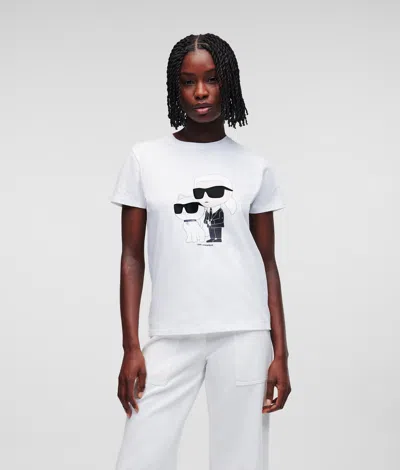 Karl Lagerfeld Ikon Karl & Choupette T-shirt In White
