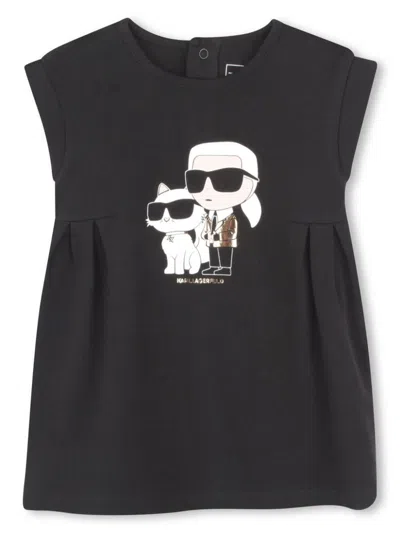 Karl Lagerfeld Babies' Ikon Karl Choupette-print Dress In Black