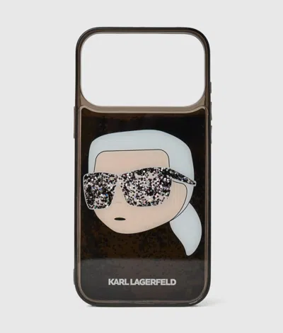 Karl Lagerfeld Ikon Karl Glitter Iphone 17 Pro Case In Brown