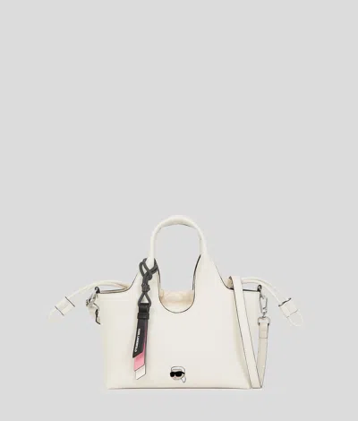 Karl Lagerfeld Ikon Kleine Genarbte Tote-bag In White