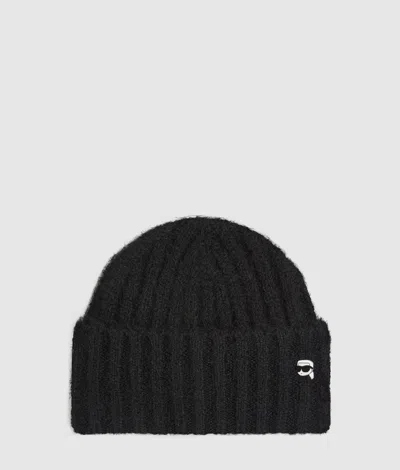 Karl Lagerfeld Ikon Knit Beanie In Black
