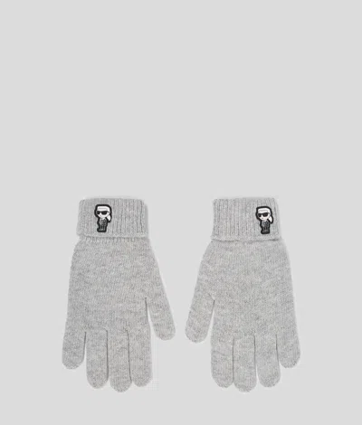 Karl Lagerfeld Ikon Knitted Gloves In Gray