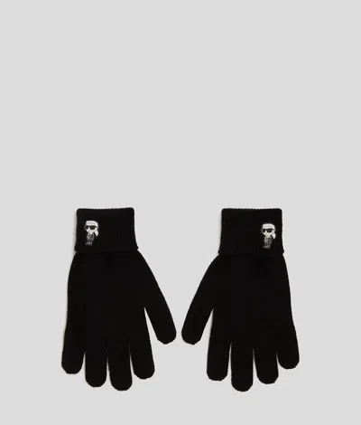 Karl Lagerfeld Ikon Knitted Gloves In Black