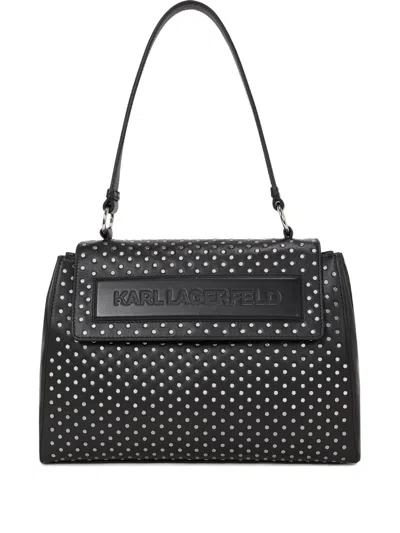Karl Lagerfeld Ikon K/stud-embellished Top-handle Bag In Black