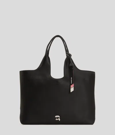 Karl Lagerfeld Ikon Large Grainy Tote Bag In Black