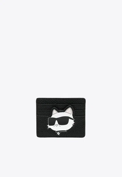 Karl Lagerfeld Ikon Leather Cardholder In Black