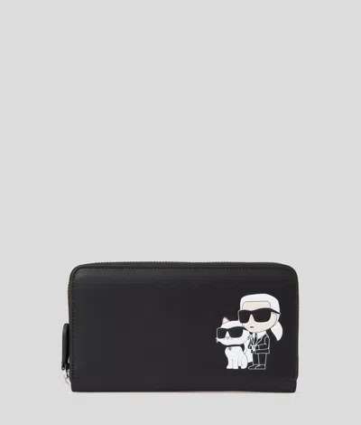 Karl Lagerfeld Ikon Leather Continental Wallet In Black