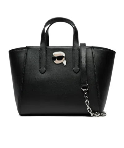 Karl Lagerfeld Ikon Leather Tote Bag In Black