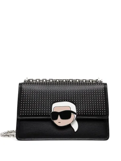 Karl Lagerfeld Ikon Lock Shoulder Bag In Black