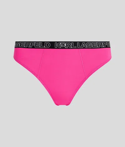 Karl Lagerfeld Ikon Logo High-rise Brief In Pink