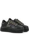 Karl Lagerfeld Ikon Logo-plaque Platform Sneakers In Black